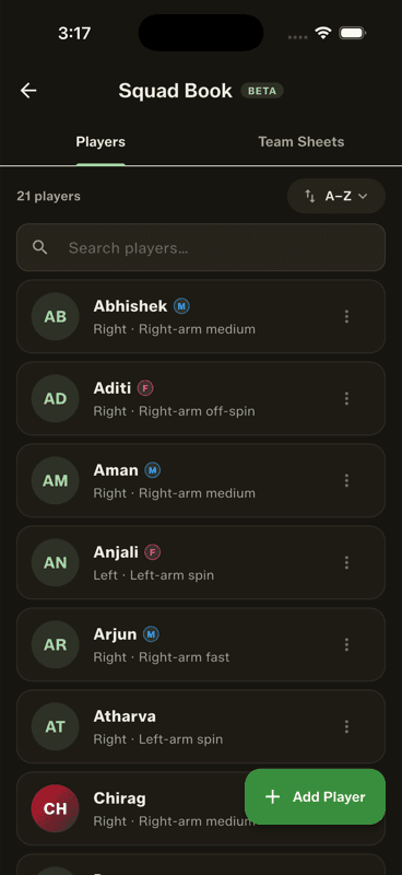 Tap Add Player
