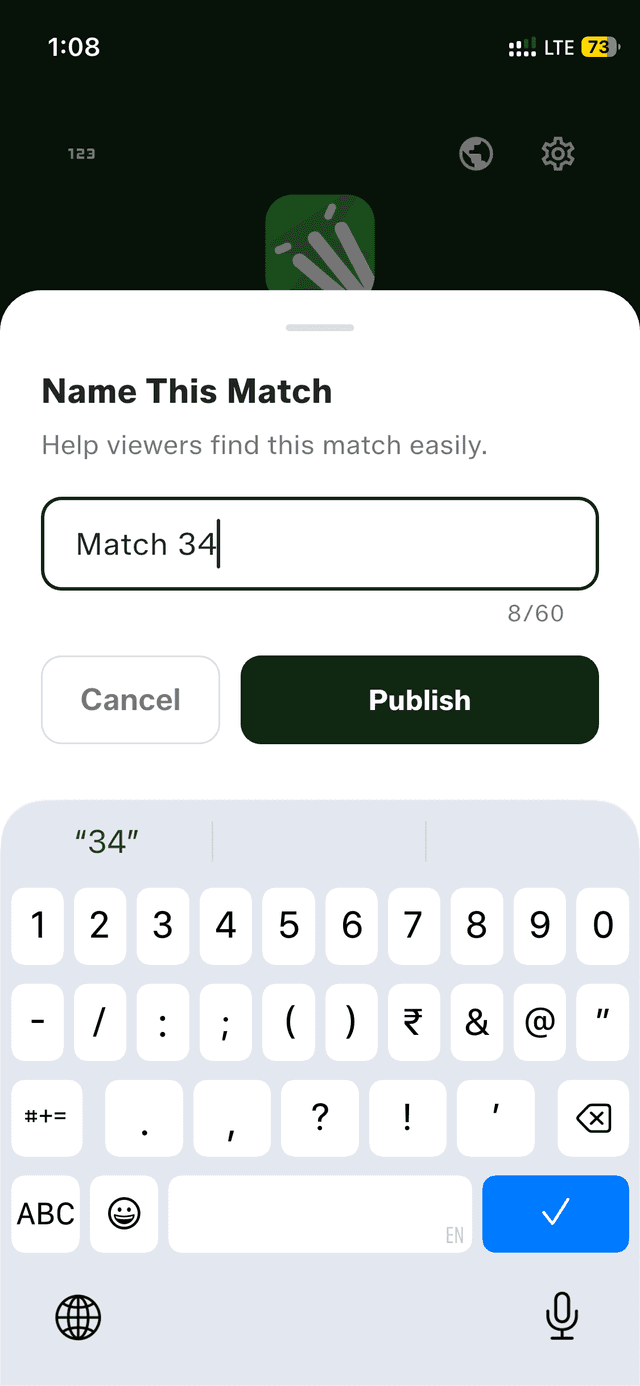Name your match before publishing