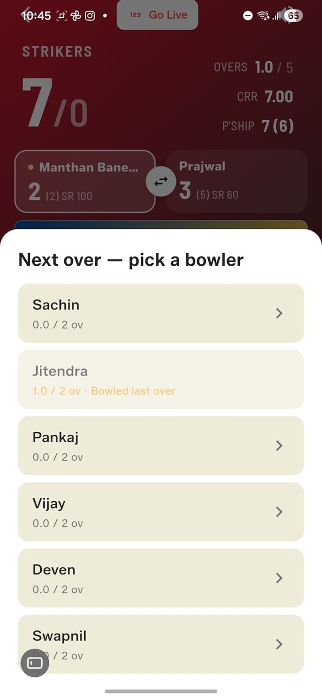 Pick next bowler