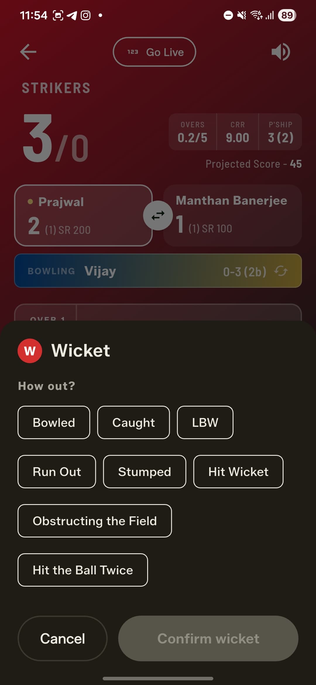 Every dismissal — now with Obstructing the Field and Hit the Ball Twice