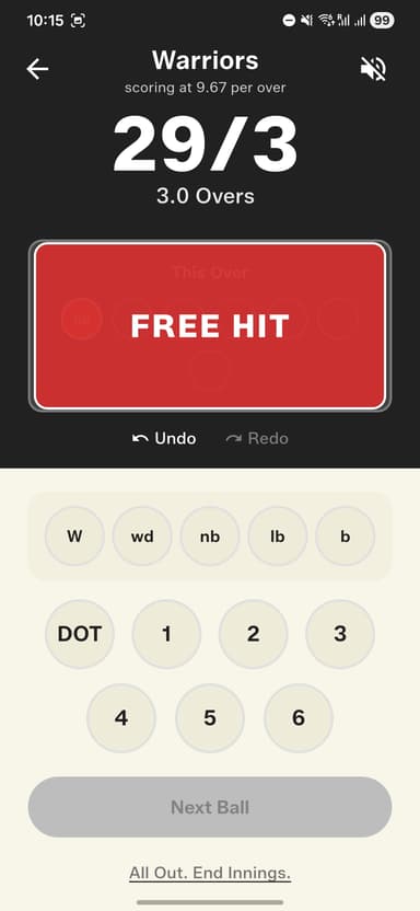 Free Hit alert fires automatically after every no-ball