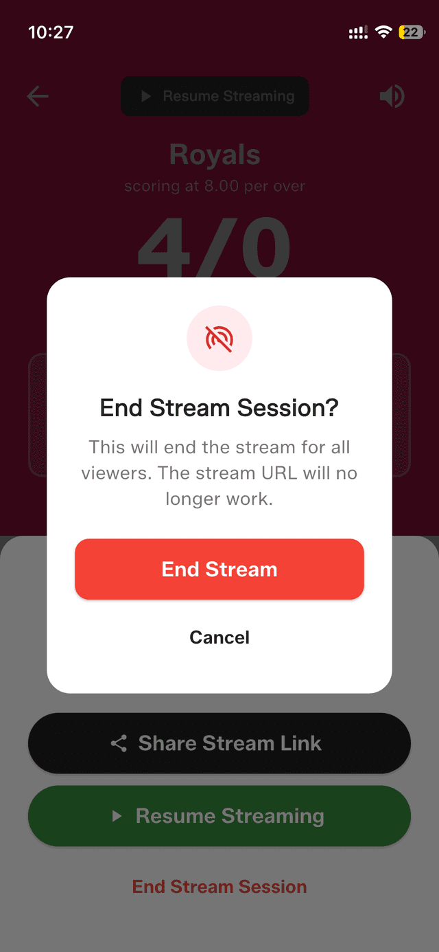 End the session when the match is done
