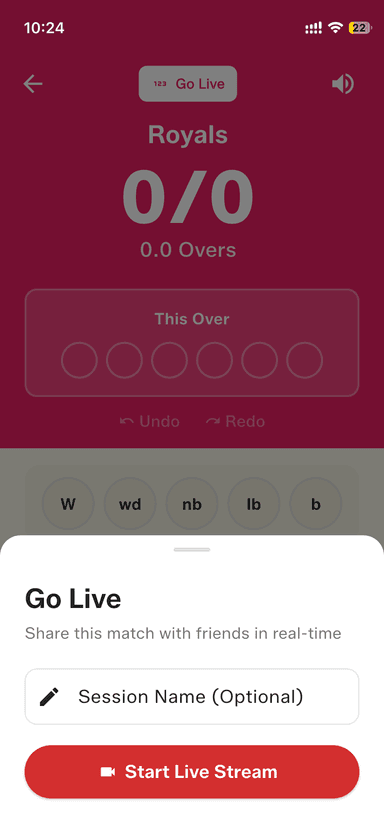 Name your stream and go live in one tap