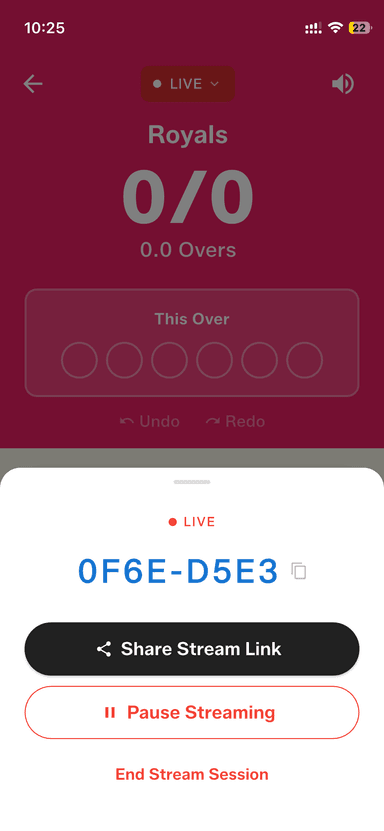 Your unique stream code — share it with anyone