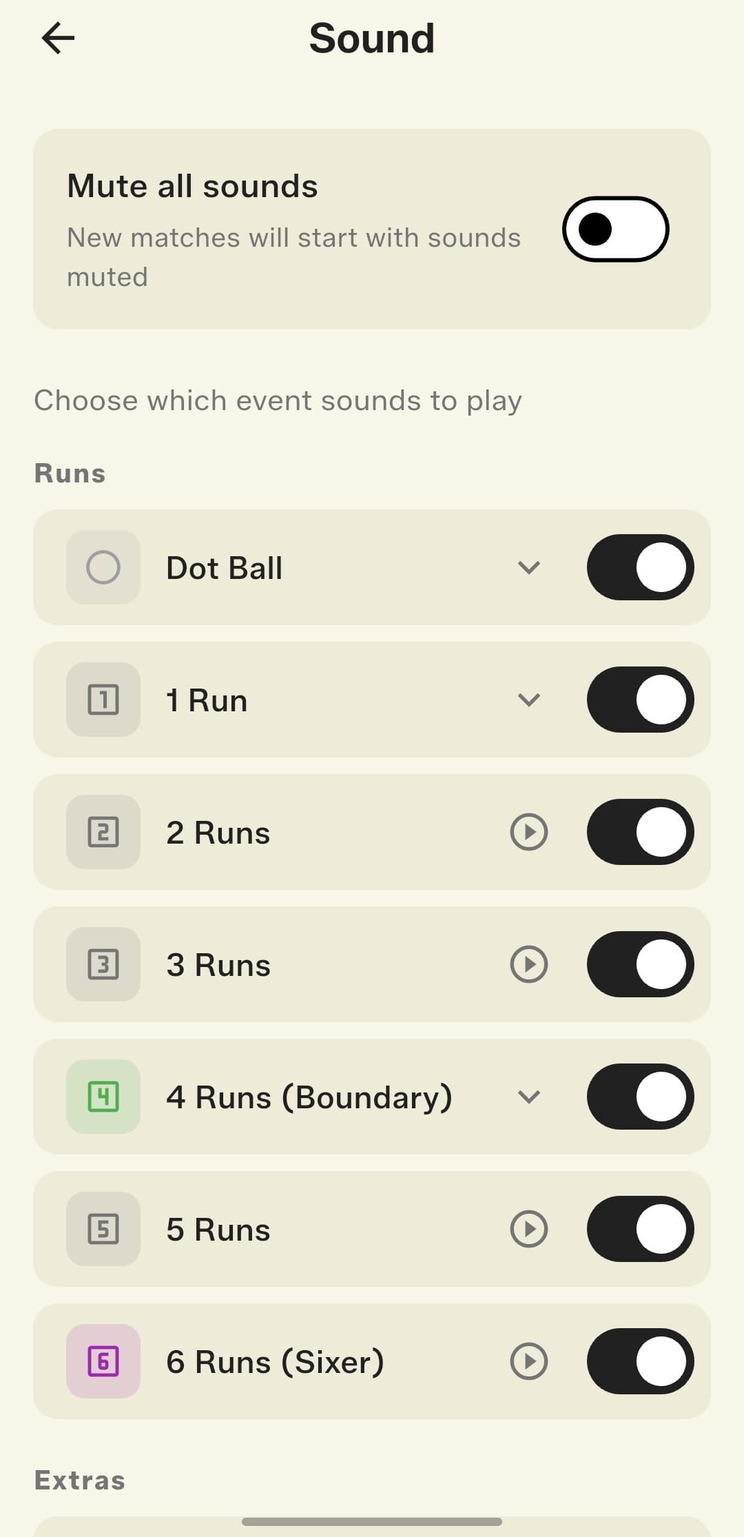 Granular sound controls — toggle each event sound individually