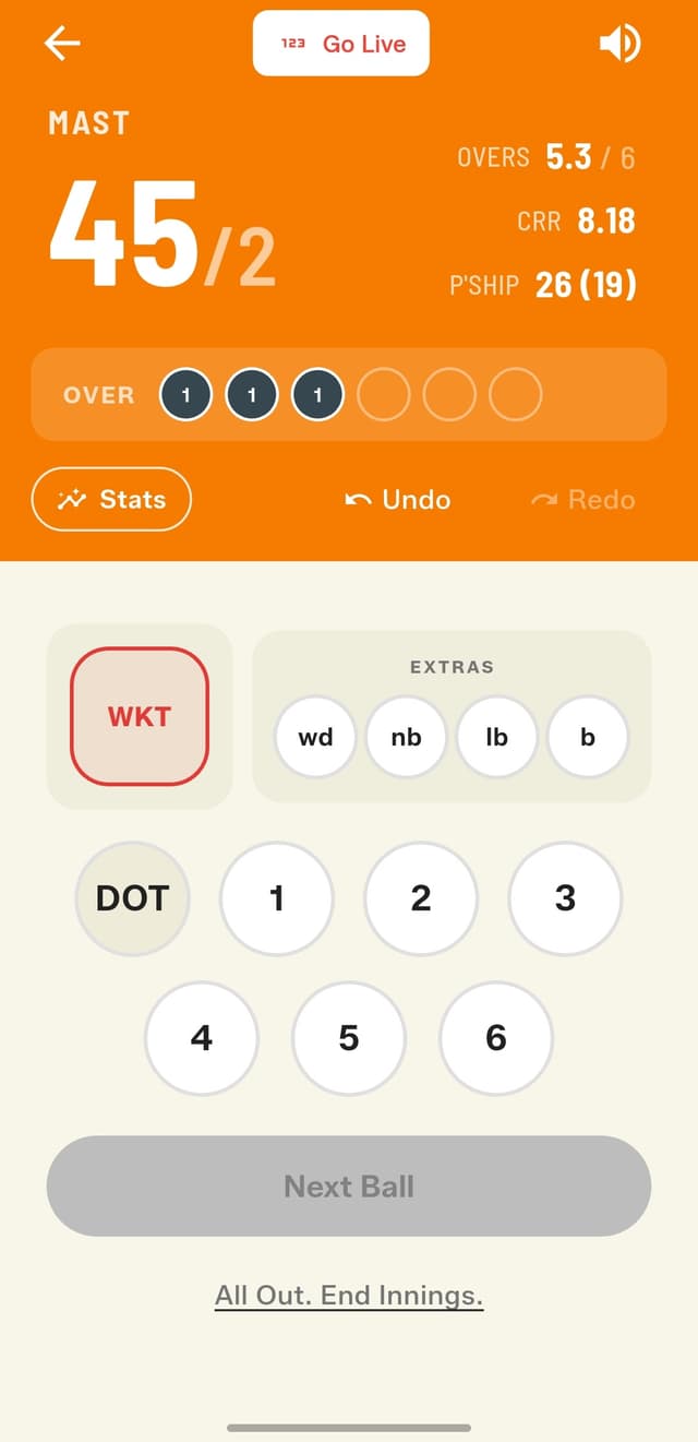 The same scoreboard off-stream — tap to go live