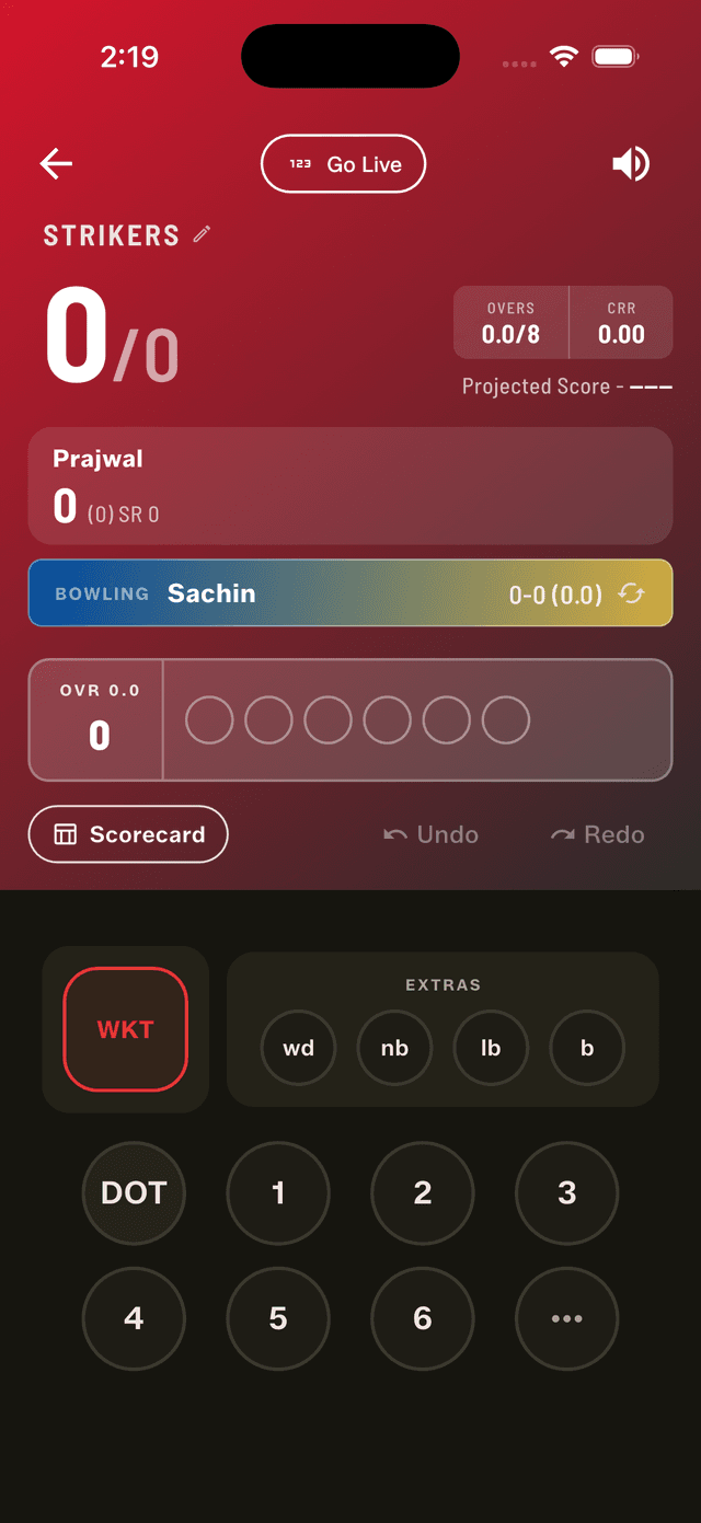 Single-side batting in GullyCrix — one batter at the crease with no non-striker
